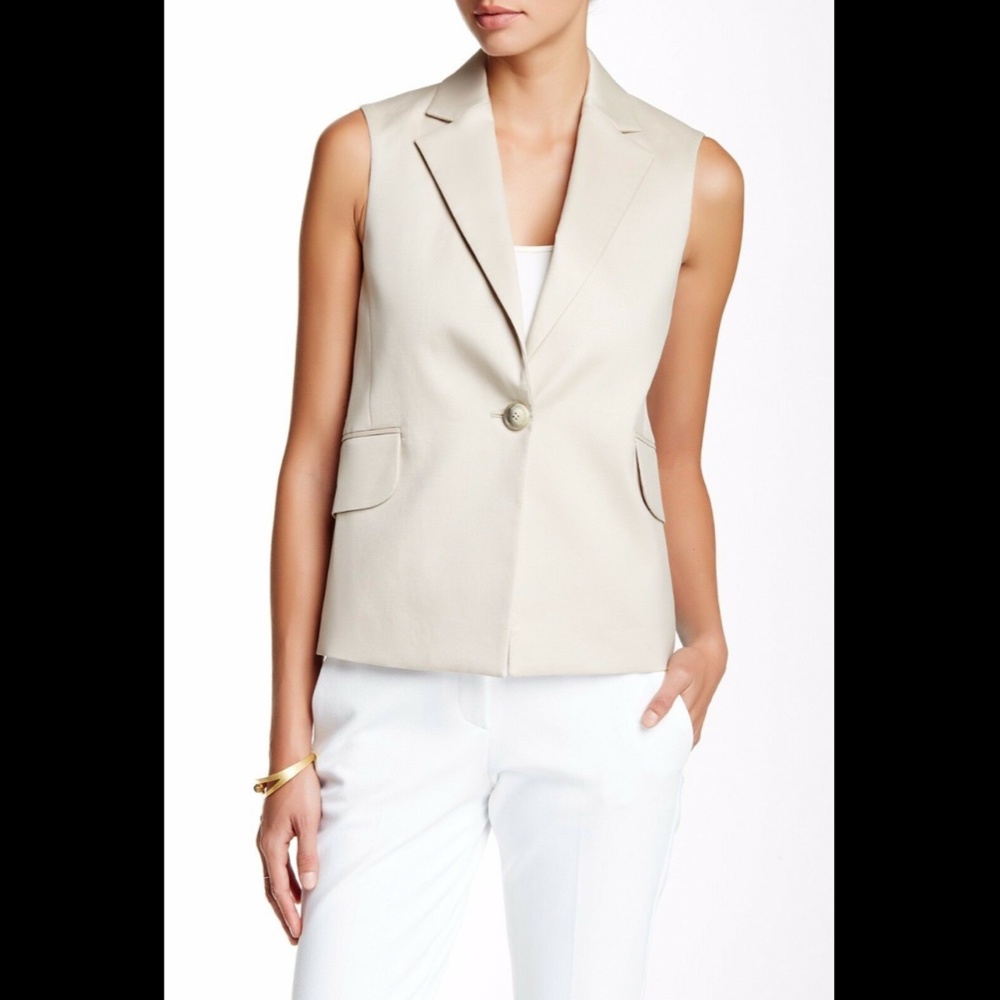NEW‎ Theory Bandvin Button Vest in Classic Khaki Beige [SZ 10 ]